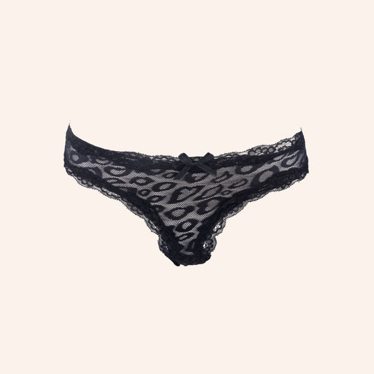 Oval-Cutout Leopard Mesh Brief