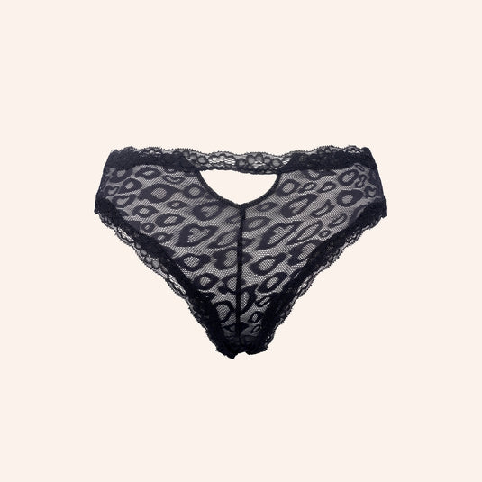 Oval-Cutout Leopard Mesh Brief