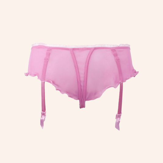 Pink High-Waisted Clean-Edge Garter Belt
