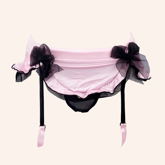 Pink Multi-Strap Cage Garter Belt