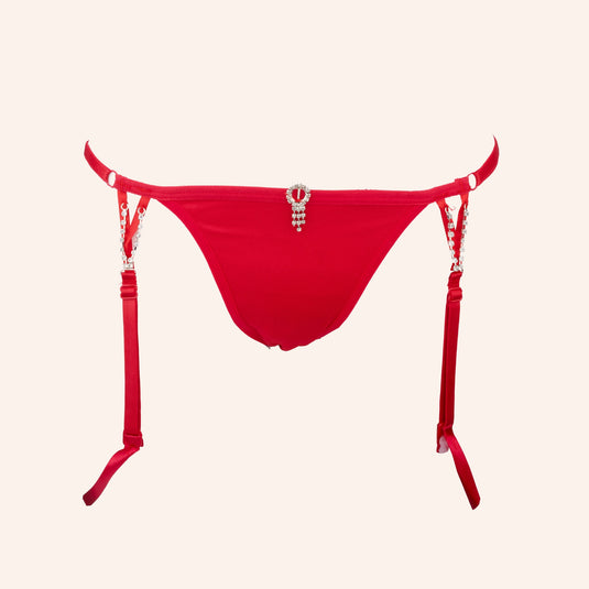 Rhinestone Accented Garter Thong