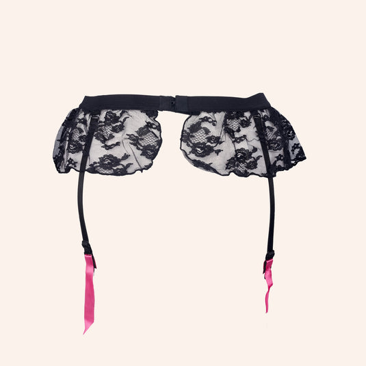Ruffled Lace Mini Skirt Garter Belt