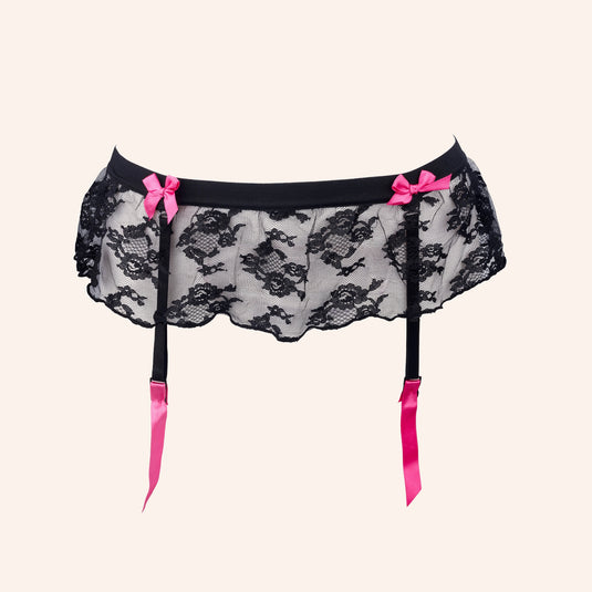 Ruffled Lace Mini Skirt Garter Belt