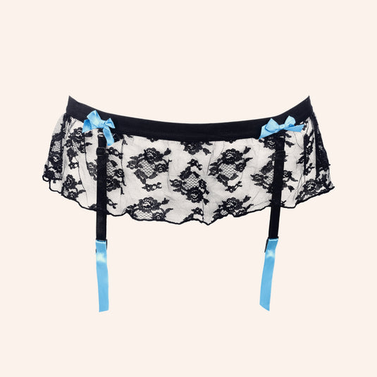 Ruffled Lace Mini Skirt Garter Belt