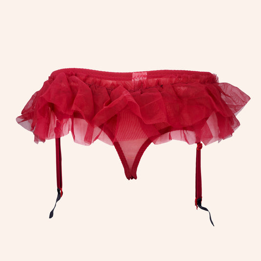 Ruffled Mesh Garter Thong with Tutu Skirt