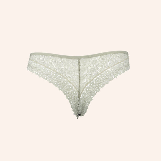 Scalloped V-Front Floral Lace Thong