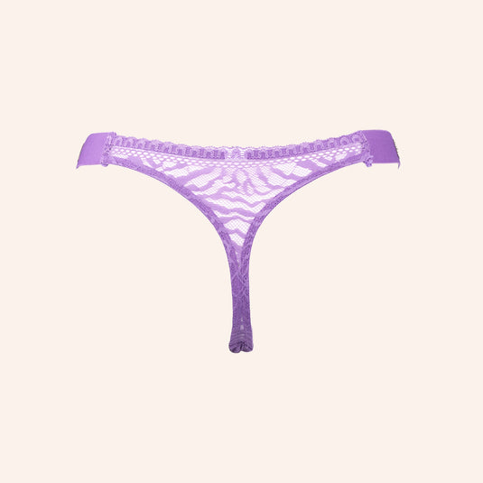 Sheer Tiger Stripe Lace Thong