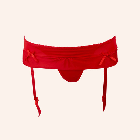 Smooth Skirted Garter Belt with Twin Bows