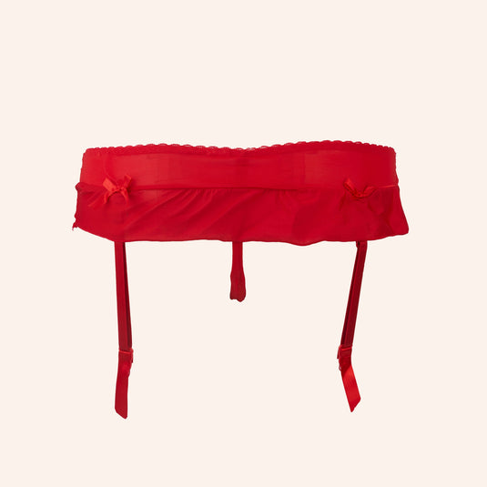 Smooth Skirted Garter Belt with Twin Bows