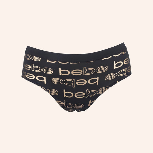 bebe Hipster All-Over Gold Logo Underwear
