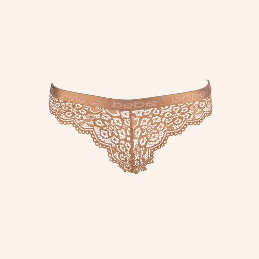 bebe Scalloped Lace Thong