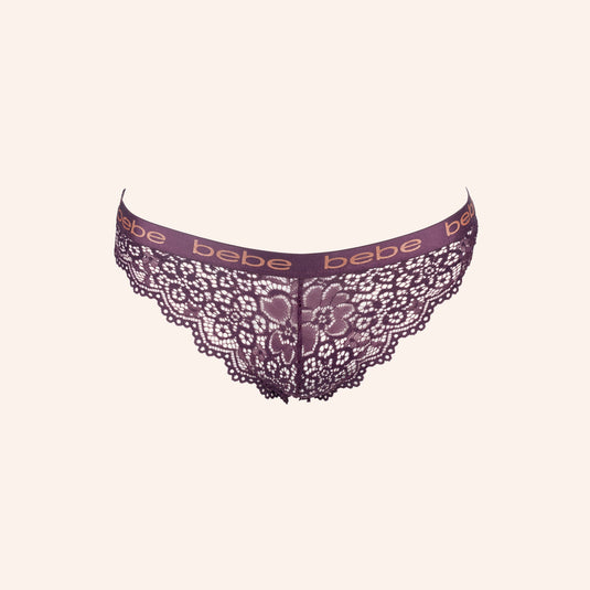 bebe Scalloped Lace Thong