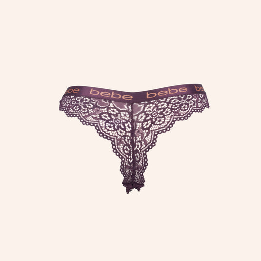 bebe Scalloped Lace Thong