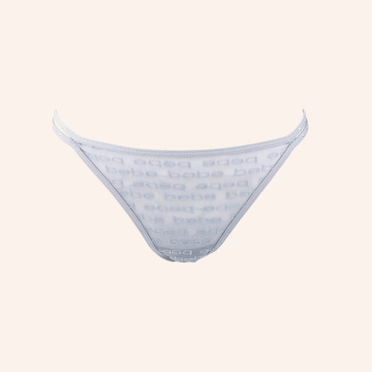 bebe Sheer Burnout Mesh Logo Thong