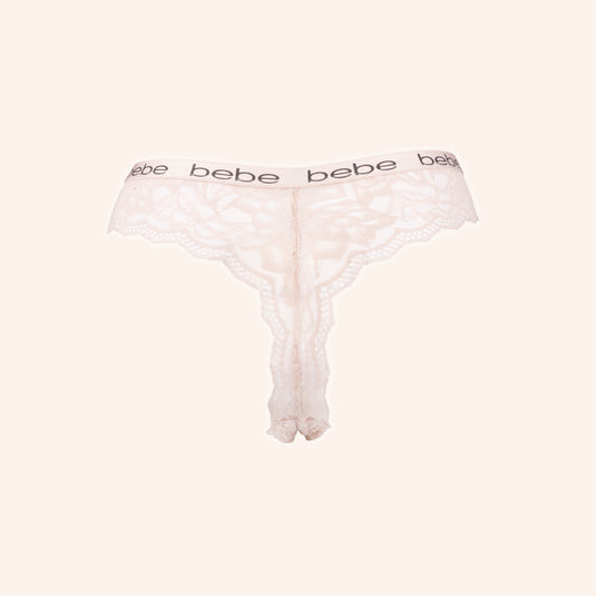 bebe Signature Band Floral Lace Thong