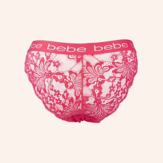 bebe Graphic Band Floral Lace Panties