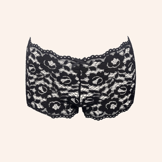 Cage-Strap Floral Lace Boy Short