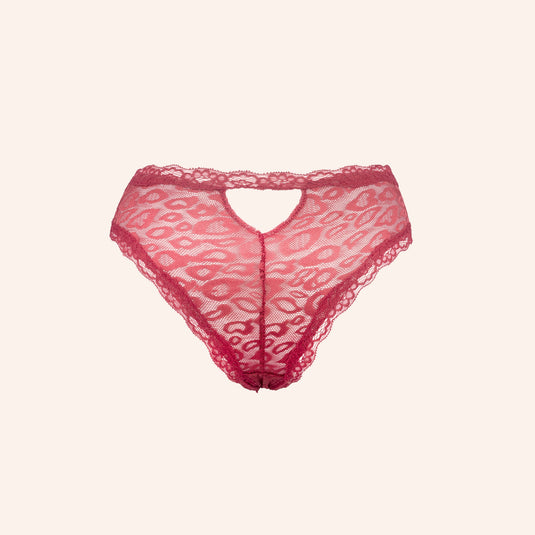 Oval-Cutout Leopard Mesh Brief