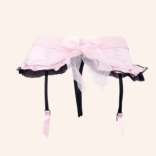 Pink Multi-Strap Cage Garter Belt