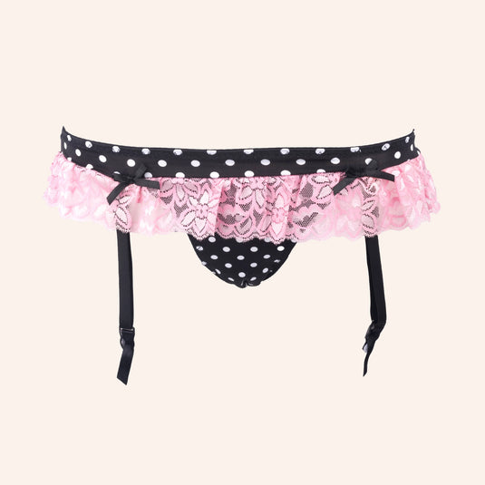 Polka Dot & Pink Lace Garter Belt