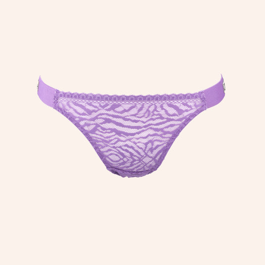 Sheer Tiger Stripe Lace Thong