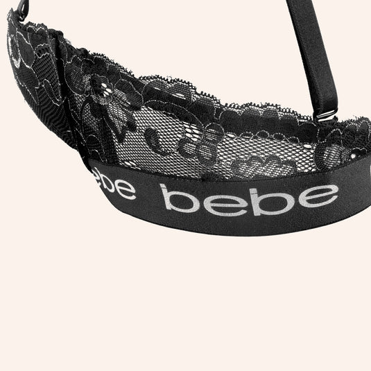bebe Floral Lace Logo Bra