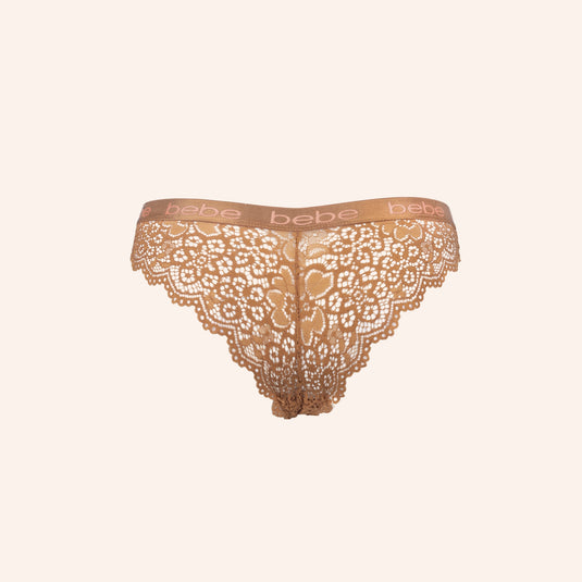 bebe Scalloped Lace Thong