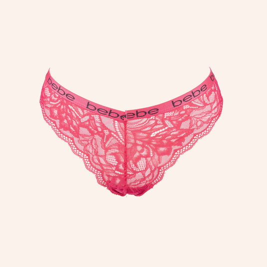 bebe Signature Band Floral Lace Thong