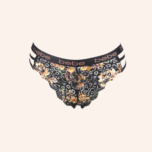 bebe Strappy Floral Lace Thong
