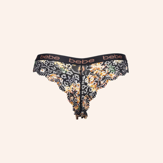 bebe Strappy Floral Lace Thong